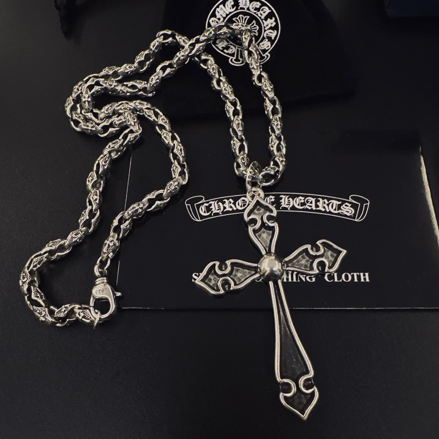 Chrome Hearts Silver Cross Pendant Necklace